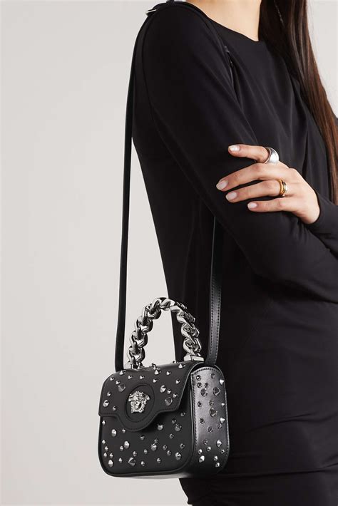 versace leather mini shoulder bag|versace embellished leather shoulder bag.